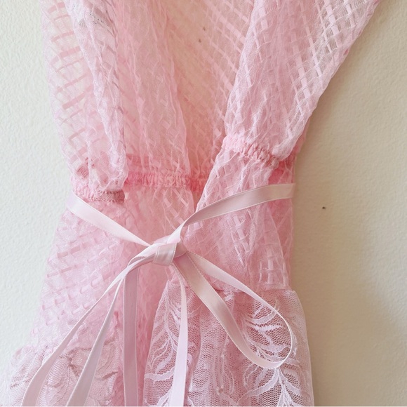 Vintage Glydons nylon baby doll pin up teddy nightie lace light pink size L - Picture 2 of 9